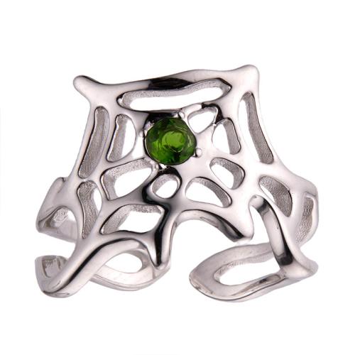 925 Sterling Sølv Cuff fingerring, med Sapphire & Diopside & Garnet, edderkoppespind, forskellige stilarter for valg & for kvinde & hule, Størrelse:6-8, Solgt af PC