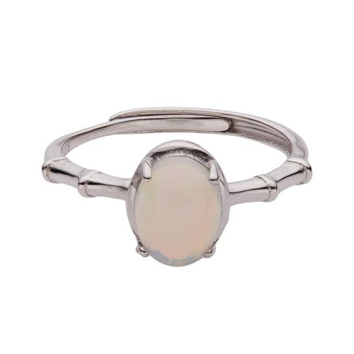 925 sterling silver Cuff finger ring, med Opal, Oval, mode smycken & för kvinna, Storlek:7, Säljs av PC