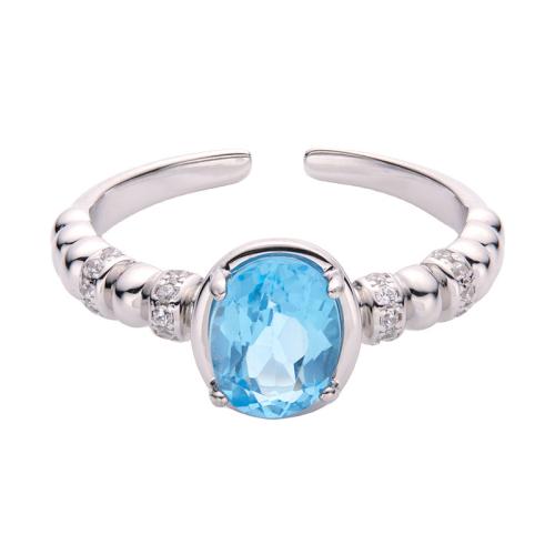 925 Sterling Silver Cuff Finger Ring with Gemstone platinum plated & for woman & with rhinestone US Ring Sold By PC