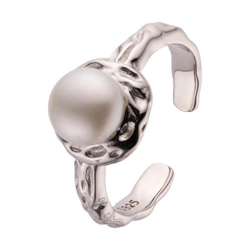 925 Sterling Silver Cuff Finger Ring with Freshwater Pearl adjustable & for woman US Ring Sold By PC