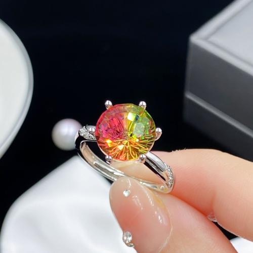 Messing Fingerring, Modeschmuck & für Frau & mit Strass, Silberfarbe, Inner diameter 17mm, verkauft von PC