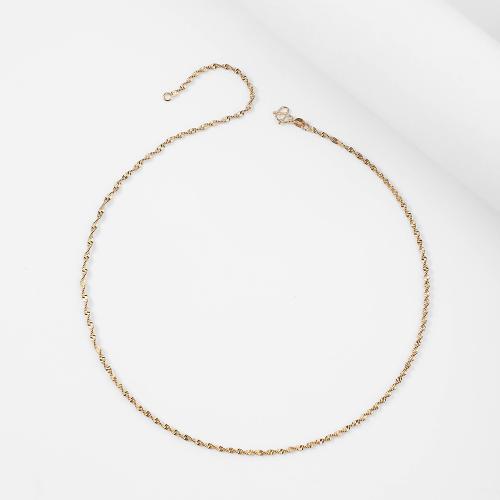 Mässing Chain Necklace, guldfärg pläterade, mode smycken & för kvinna, gyllene, 2.20mm, Såld Per Ca 45 cm Strand