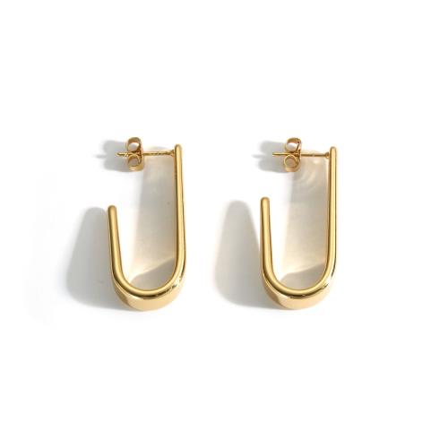 Stainless Steel Stud Earrings 304 Stainless Steel 18K gold plated fashion jewelry & for woman golden Sold By Pair