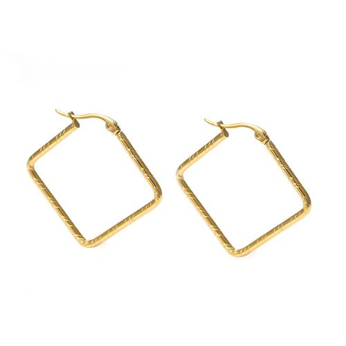 Acier inoxydable Levier Retour Earring, Acier inoxydable 304, bijoux de mode & pour femme, doré, 35x35mm, Vendu par paire