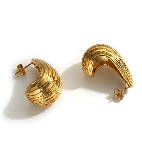 Cruach dhosmálta Graí Earrings, 304 Cruach dhosmálta, 18K ór plátáilte, jewelry faisin & do bhean, órga, 32x18mm, Díolta De réir Péire