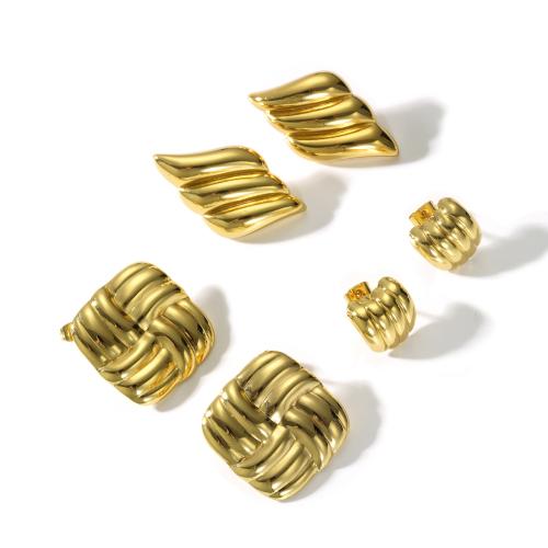 Roestvrij staal Stud Earrings, 304 roestvrij staal, 18K verguld, mode sieraden & verschillende stijlen voor de keuze & voor vrouw, gouden, Verkocht door pair