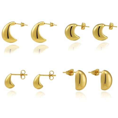 Roestvrij staal Stud Earrings, 304 roestvrij staal, mode sieraden & verschillende stijlen voor de keuze & voor vrouw, gouden, Verkocht door pair