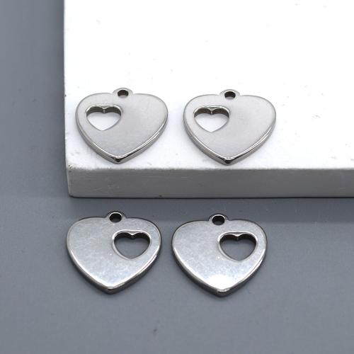 Přívěsky srdce z nerezové oceli, 304 Stainless Steel, DIY & dutý, 15x15mm, 6PC/Bag, Prodáno By Bag