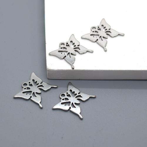 Acier inoxydable animaux Pendentifs, Acier inoxydable 304, papillon, DIY & creux, 16x15mm, 10/sac, Vendu par sac