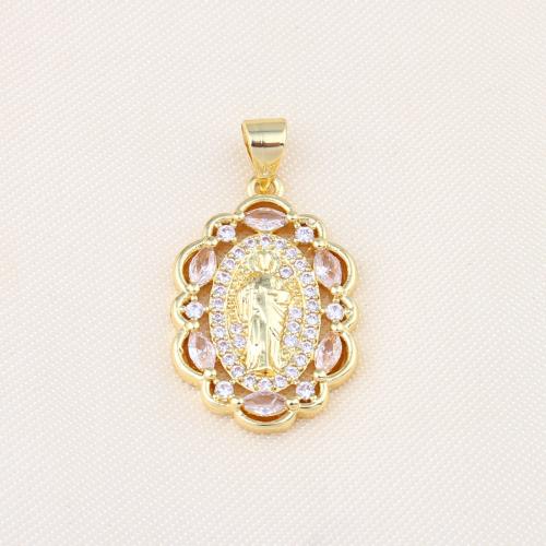 Cubic Zirconia Micro Pave Brass Pendant gold color plated DIY & micro pave cubic zirconia nickel lead & cadmium free Sold By PC