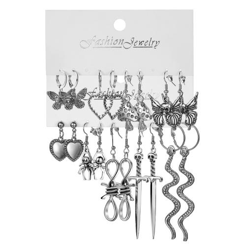 Zinc Alloy Korvakorut, Sinkkiseos, hopea päällystetty, muoti korut, hopea, nikkeli, lyijy ja kadmium vapaa, 4Parit/set, Myymät set