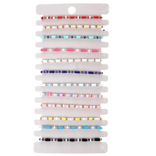 Seedbead Bracelet Set with Polymer Clay & Plastic Pearl handmade fashion jewelry & for woman mixed colors Length 18-23 cm Sold By Set