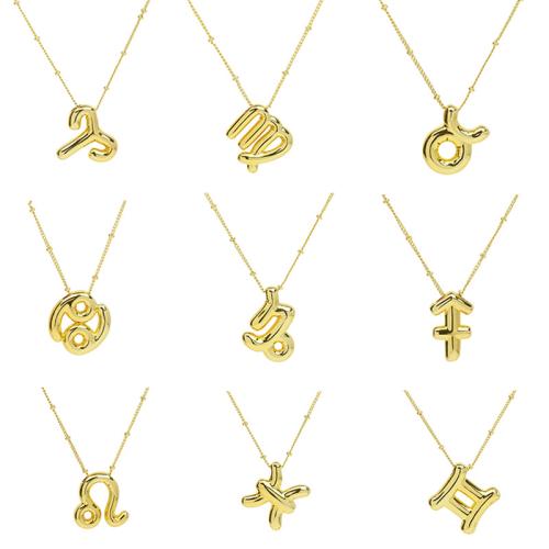 Brass Necklace fashion jewelry & Zodiac symbols jewelry & for woman gold Length Approx 21-50 cm Sold By PC