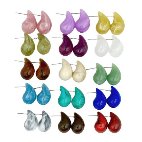 Pendientes de Acrílico, Gota, chapado en UV, Joyería & diverso tamaño para la opción & para mujer, más colores para la opción, Vendido por Par