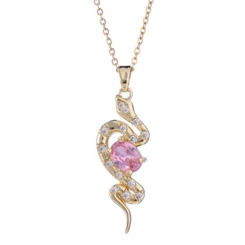 Collier en laiton cubique Zircon Micro Pave, serpent, Placage, pavé de micro zircon & pour femme, plus de couleurs à choisir, Longueur Environ 41-50 cm, Vendu par PC