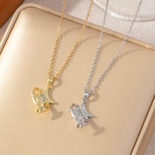 Cubic Zircon Micro Pave Brass Necklace plated micro pave cubic zirconia & for woman Sold By PC