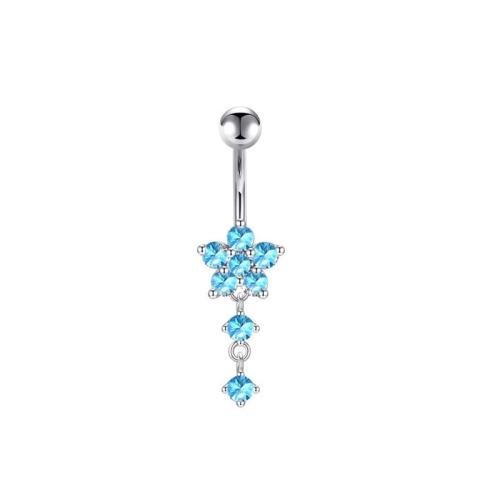 Brass Belly Ring   plated Unisex & micro pave cubic zirconia Sold By PC