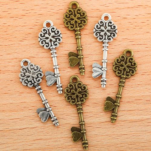 Zinc Alloy Key Pendants, plated, DIY, more colors for choice, 34x11mm, 100PC/Bag, Sold By Bag