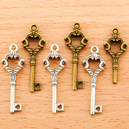 Zinc Alloy Key Pendler, Nøgle, forgyldt, du kan DIY, flere farver til valg, 35x11mm, 100PC/Bag, Solgt af Bag