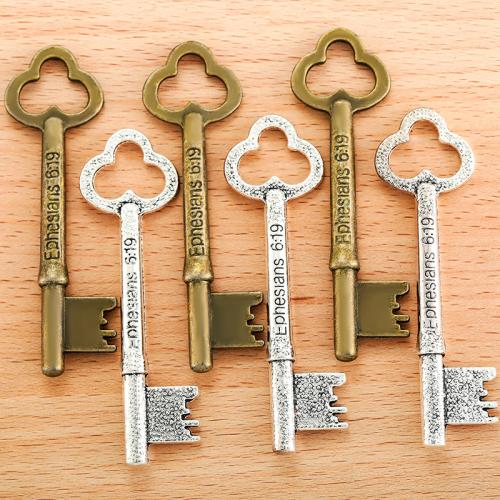 Zinc Alloy Key riipukset, Sinkkiseos, Avain, päällystetty, tee-se-itse, enemmän värejä valinta, 74x22mm, 100PC/laukku, Myymät laukku