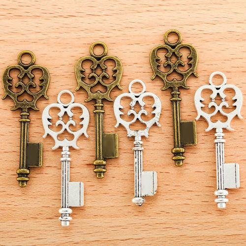 Zinc Alloy Key riipukset, Sinkkiseos, Avain, päällystetty, tee-se-itse, enemmän värejä valinta, 48x17mm, 100PC/laukku, Myymät laukku