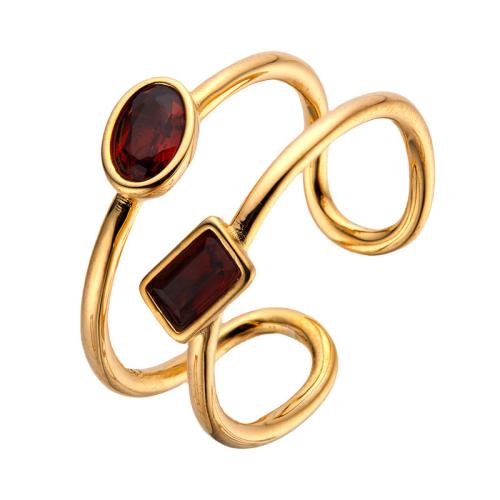 925 Sterling Silver Cuff Finger Ring with Topaze & Garnet Geometrical Pattern & for woman & hollow US Ring Sold By PC