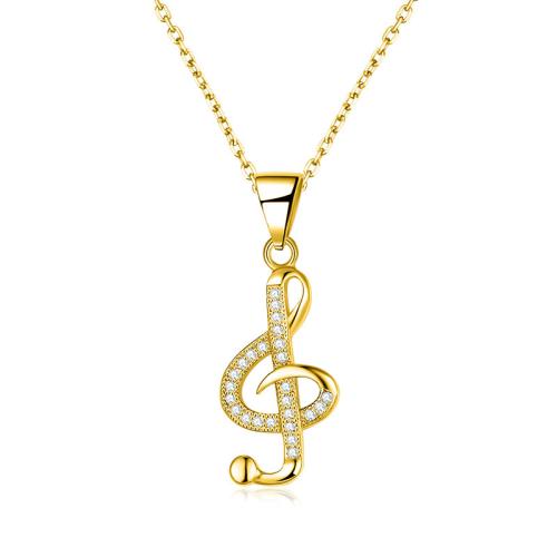 Argent sterling 925 collier, avec 2inch chaînes de rallonge, note de musique, pavé de micro zircon & pour femme, plus de couleurs à choisir, Longueur Environ 17.3 pouce, Vendu par PC