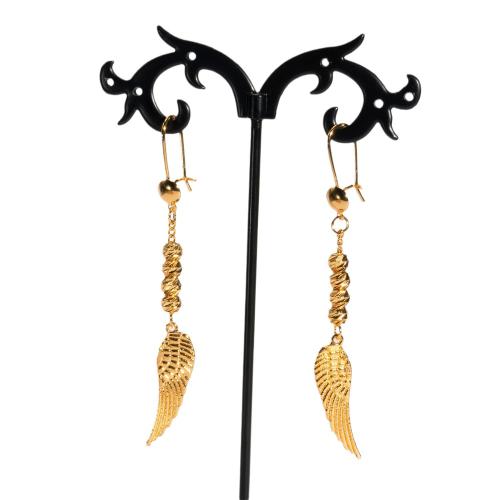 Messing Drop Earring, Angel Wing, 24K verguld, folk stijl & uniseks, 7x70mm, Verkocht door pair