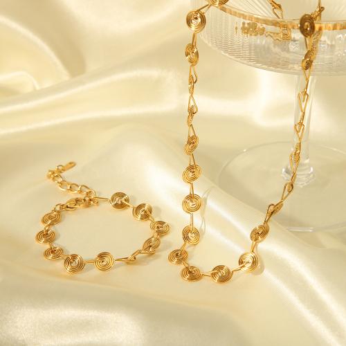 Fashion Stainless Steel Jewelry Sets 304 Stainless Steel with 5cm extender chain fashion jewelry & for woman golden Length Approx 42 cm Approx 16 cm Sold By PC