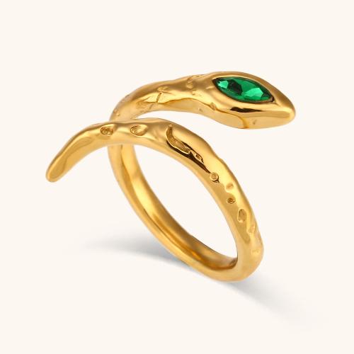 Anillo de dedo acero inoxidable del Rhinestone, acero inoxidable 304, 18K chapado en oro, Joyería & para mujer & con diamantes de imitación, más colores para la opción, Vendido por UD