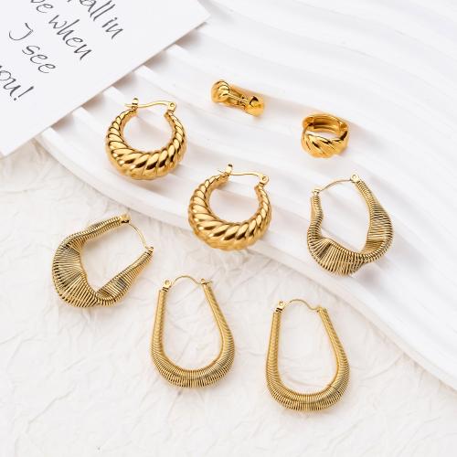 Rostfritt stål spaken bakåt Earring, 304 rostfritt stål, 18K guldpläterad, mode smycken & olika stilar för val & för kvinna, gyllene, Säljs av Par