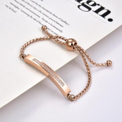 Stainless Steel Jewelry Bracelet 304 Stainless Steel Adjustable & fashion jewelry & Unisex & with rhinestone Length Approx 25 cm Sold By PC