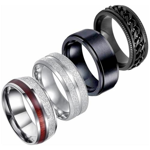 Edelstahl Ringe, 304 Edelstahl, 4 Stück & unisex & verschiedene Größen vorhanden, width 8mm, thickness 2mm, verkauft von setzen