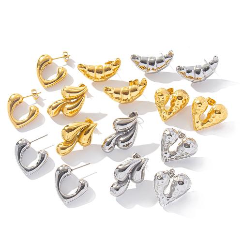 Roestvrij staal Stud Earrings, 304 roestvrij staal, mode sieraden & verschillende stijlen voor de keuze & voor vrouw, meer kleuren voor de keuze, Verkocht door pair