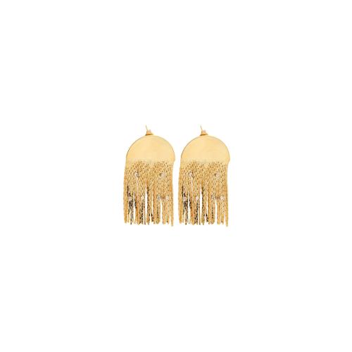 Fringe pendientes de la manera, metal, chapado en color dorado, Joyería & para mujer, libre de níquel, plomo & cadmio, 44x25x3mm, Vendido por Par