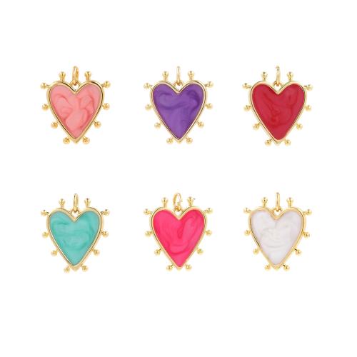 Brass Heart Pendants gold color plated DIY & enamel nickel lead & cadmium free Sold By PC