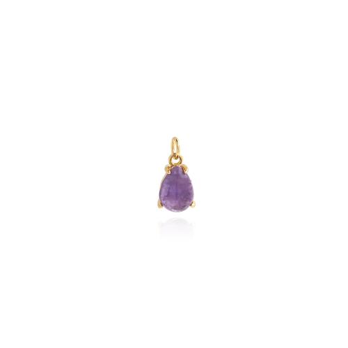 Messing Schmuck Anhänger, mit Amethyst, Tropfen, goldfarben plattiert, DIY, violett, frei von Nickel, Blei & Kadmium, 11.50x6.50x5.50mm, verkauft von PC