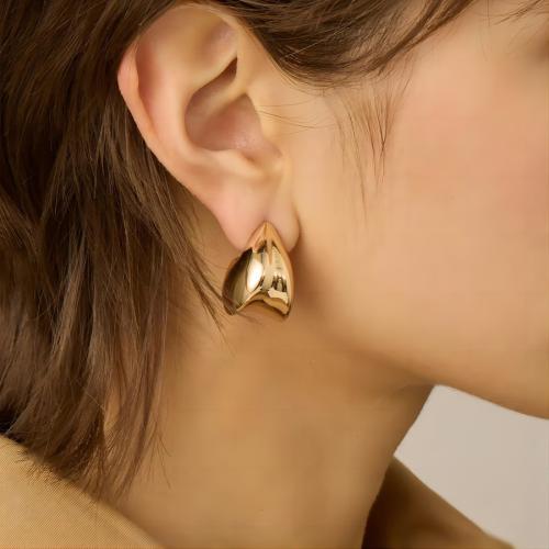 Roestvrij staal Stud Earrings, 304 roestvrij staal, gold plated, voor vrouw, Verkocht door pair