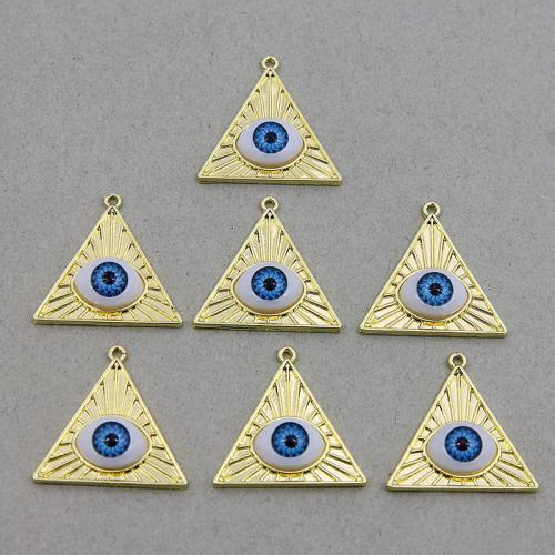 Evil Eye Hängen, Zink Alloy, Triangle, guldfärg pläterade, DIY & onda ögat mönster & emalj, nickel, bly och kadmium gratis, 28x29x7mm, 100PC/Bag, Säljs av Bag