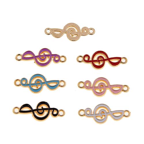 Zinc Alloy Connector Music Note gold color plated DIY & enamel & 1/1 loop nickel lead & cadmium free Sold By Bag