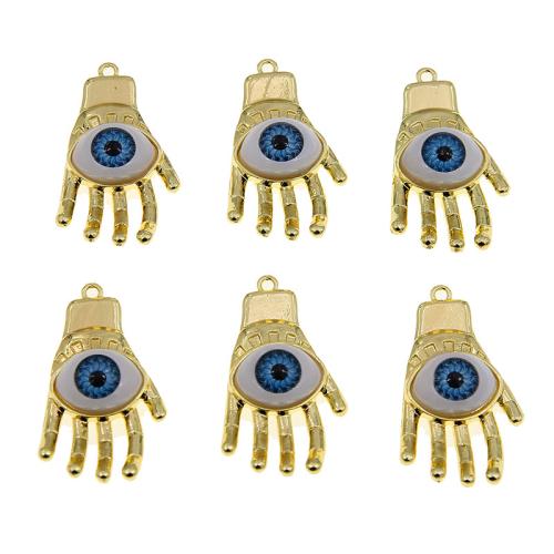 Evil Eye Pendants Zinc Alloy Hand gold color plated DIY & evil eye pattern & enamel blue nickel lead & cadmium free Sold By Bag