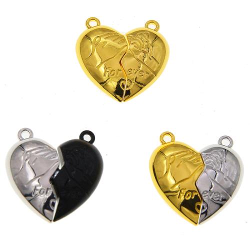 Zinc Alloy Enamel Pendants with Magnet Heart plated DIY nickel lead & cadmium free Sold By Bag