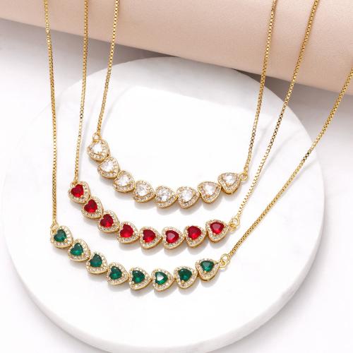 Collier en laiton cubique Zircon Micro Pave, avec 10cm chaînes de rallonge, Placage de couleur d'or, bijoux de mode & pavé de micro zircon, plus de couleurs à choisir, protéger l'environnement, sans nickel, plomb et cadmium, 60x7mm, Longueur 26 cm, Vendu par PC