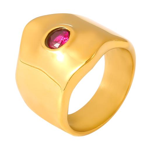 Bague en acier inoxydable zircons cubiques, Acier inoxydable 304, avec zircon cubique, Placage, bijoux de mode & normes différentes pour le choix & pour femme, plus de couleurs à choisir, Vendu par PC