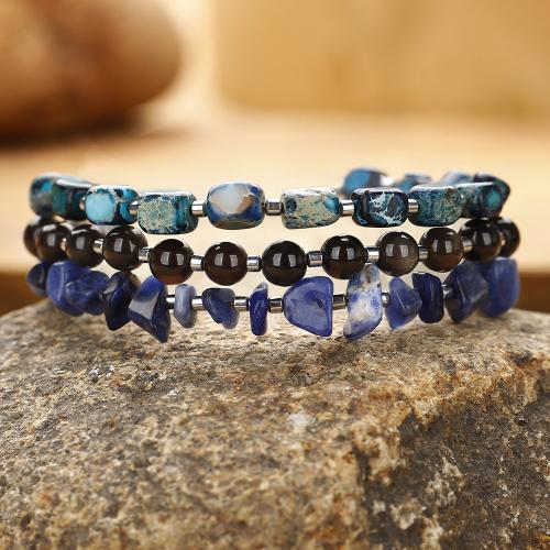 Gemstone Bracciali, Oro Obsidian, with pietra preziosa & diaspro impressione, fatto a mano, gioielli di moda & multistrato & per la donna, multi-colore, Lunghezza 52 cm, Venduto da PC