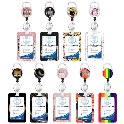 PVC-plastic Lanyard kaarthouder, met Polyester & Zinc Alloy, verschillende stijlen voor de keuze & epoxy sticker, meer kleuren voor de keuze, 10pC's/Lot, Verkocht door Lot