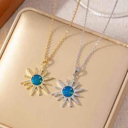 Cubic Zircon Micro Pave Brass Necklace with Titanium Steel plated micro pave cubic zirconia & for woman & enamel Sold By PC