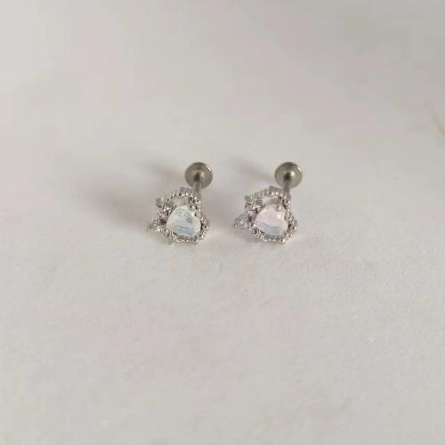 Roestvrij staal lipring piercings, 304 roestvrij staal, uniseks & verschillende grootte voor keus & micro pave zirconia, meer kleuren voor de keuze, Verkocht door PC