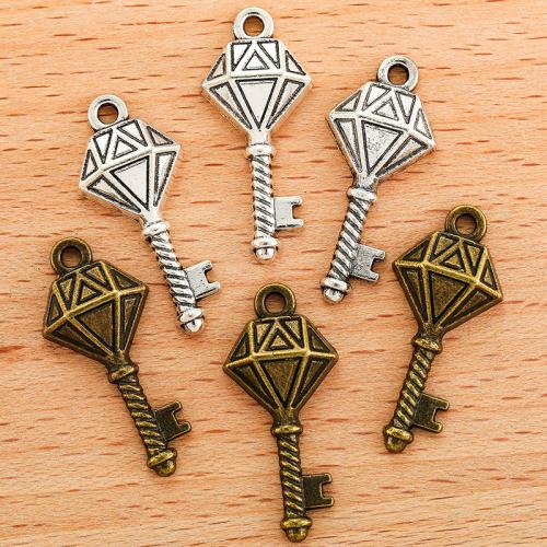 Zinc Alloy Key riipukset, Sinkkiseos, Avain, päällystetty, tee-se-itse, enemmän värejä valinta, 27x12mm, 100PC/laukku, Myymät laukku