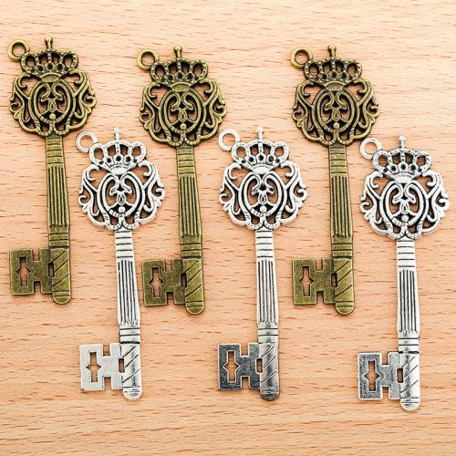 Zinc Alloy Key riipukset, Sinkkiseos, Avain, päällystetty, tee-se-itse, enemmän värejä valinta, 67x22mm, 100PC/laukku, Myymät laukku